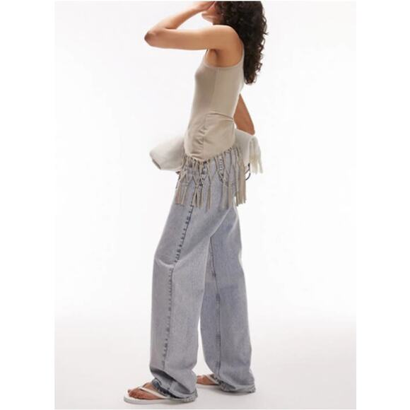 New TOPSHOP NORDSTROM Women's Stone Macrame Style Tank Top Size 4-6 - Picture 9 of 9